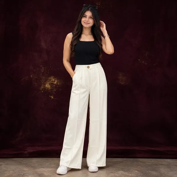 White_Imported_Korean_Fabric_(Lachko_Korean)_Korean_Pant_For_Women