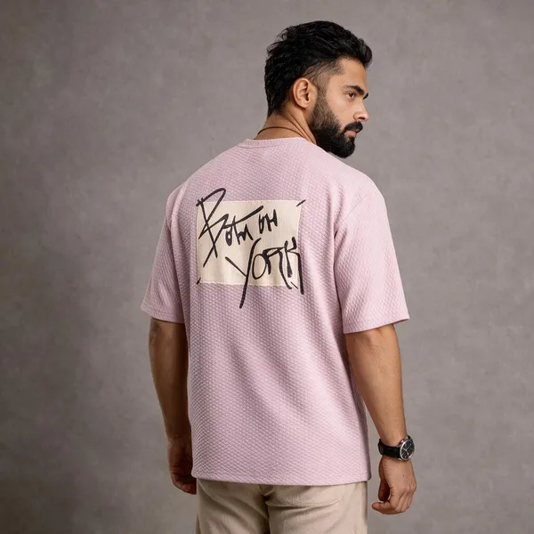 Light_Pink_Diamond_Knit_Fabric_T_Shirt_For_Men
