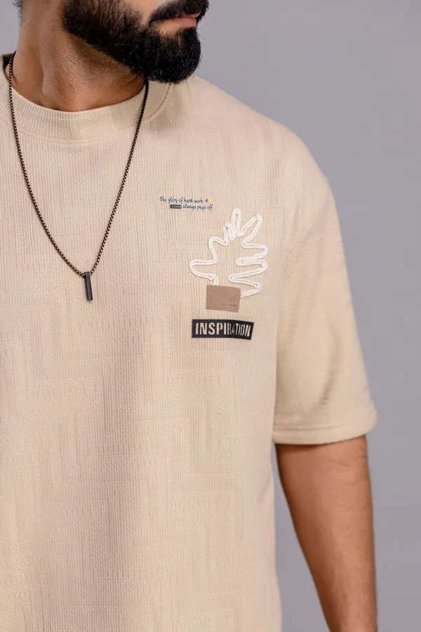 Beige_Texture_Fabric_T_Shirt_For_Men
