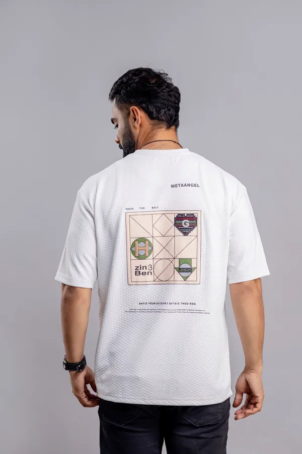 White_Diamond_Knit_Fabric_T_Shirt_For_Men