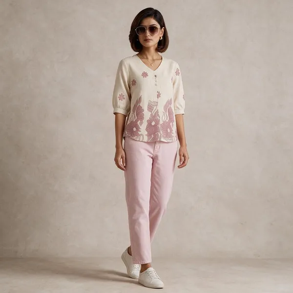 Cream_Imported_Fabric_Western_Top_For_Women