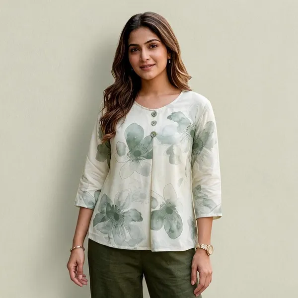 Cream_Imported_Fabric_Western_Top_For_Women