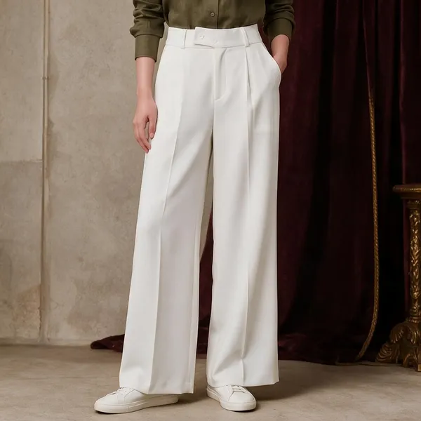 White_Imported_Korean_Fabric_(Lachko_Korean)_Korean_Pant_For_Women