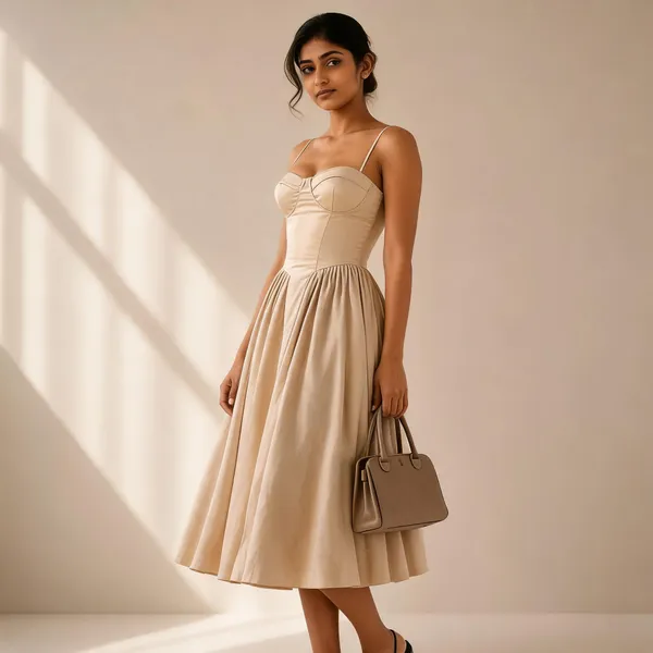 Beige_Satin_Rayon_Linen_A-Line_Midi_Dress_For_Women