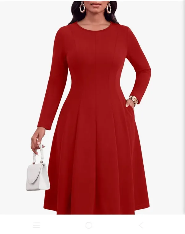 Red_Rayon_Linen_Fit_And_Flare_Dress_For_Women