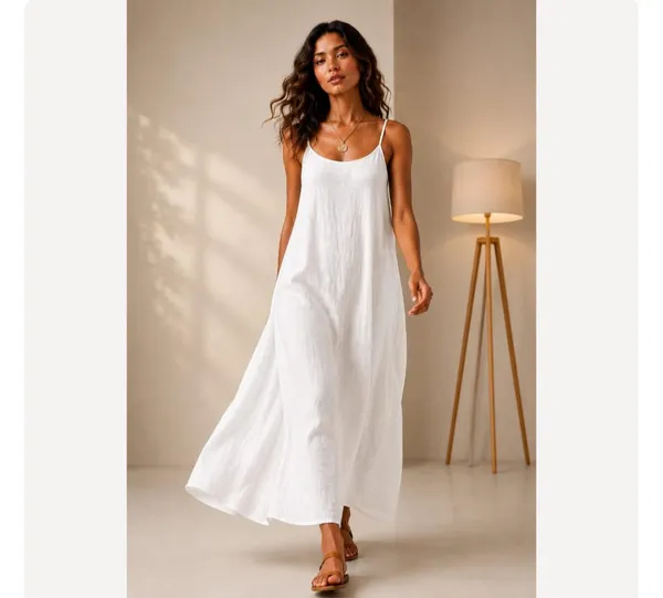 White_Rayon_Linen_Sleeveless_Relaxed_Fit_Maxi_Dress_For_Women