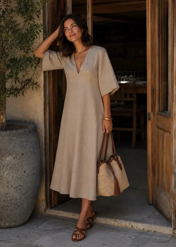 Beige_Rayon_Linen_A-Line_Midi_Dress_For_Women