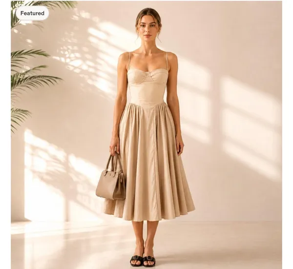 Beige_Satin_Rayon_Linen_A-Line_Midi_Dress_For_Women