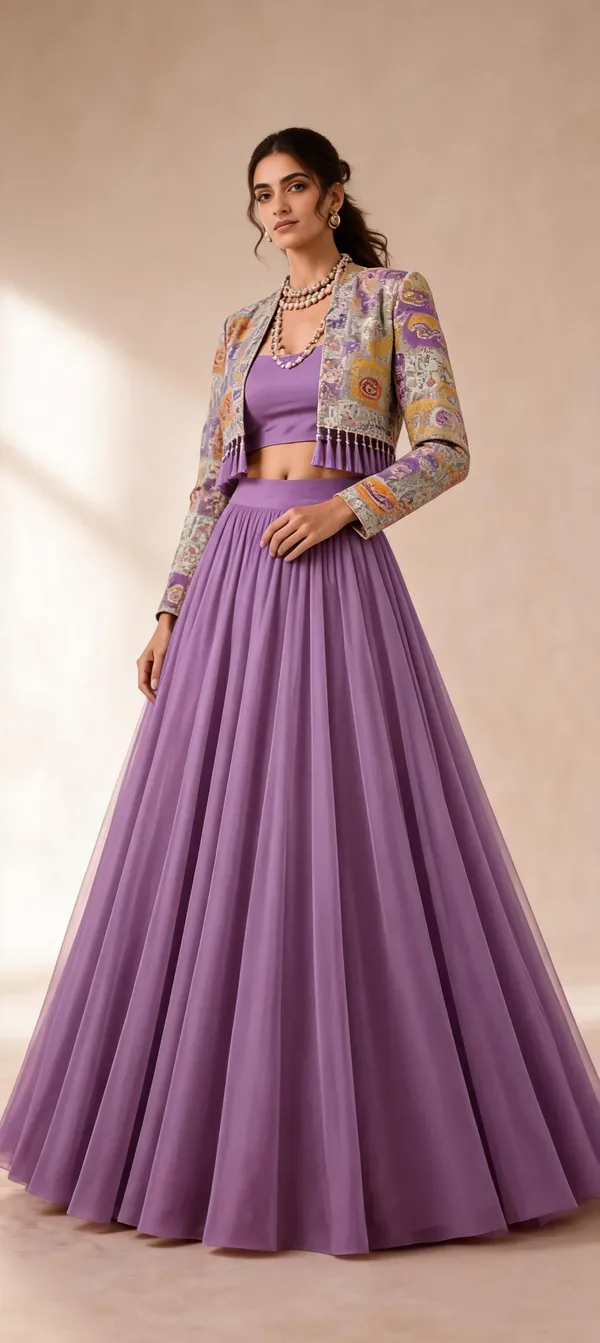 Purple_Rayon_Linen_Embellished_Lehenga_Set_For_Women