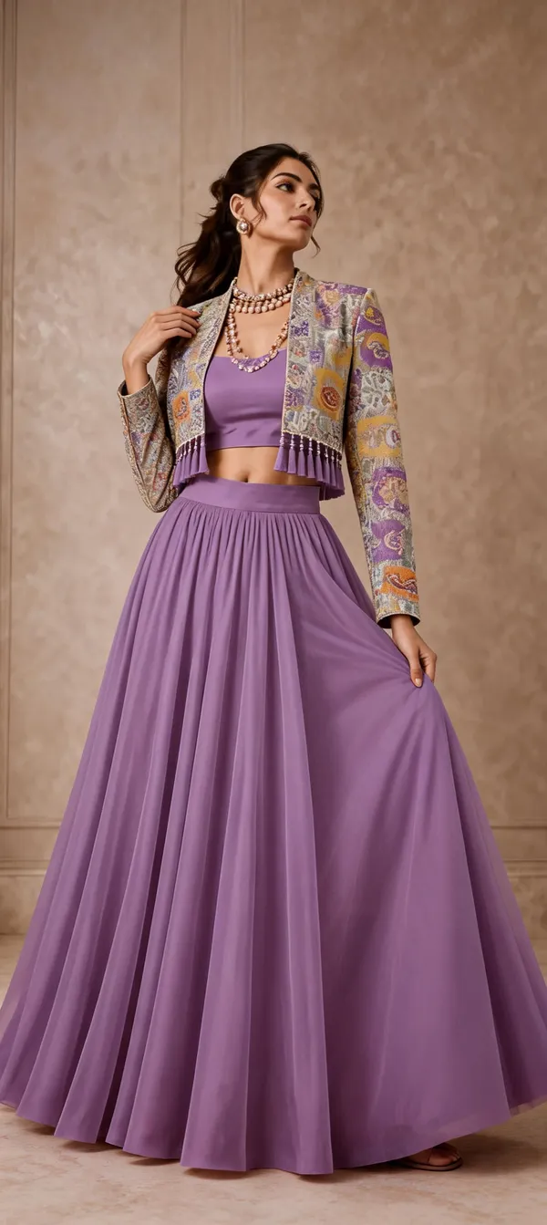 Purple_Rayon_Linen_Embellished_Lehenga_Set_For_Women