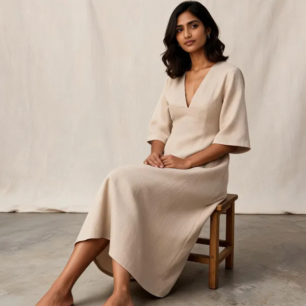 Beige_Rayon_Linen_A-Line_Midi_Dress_For_Women