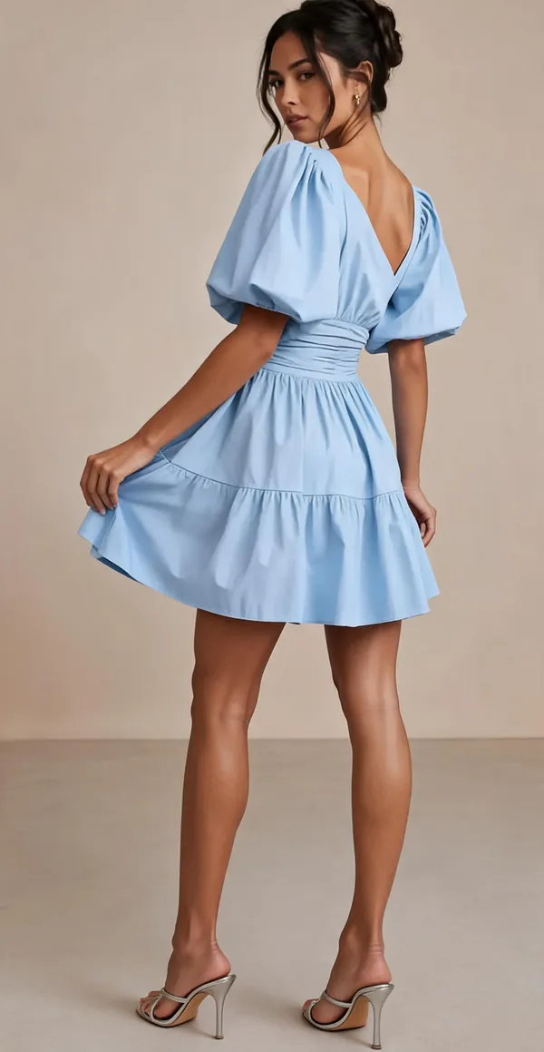Light_Blue_Rayon_Linen_Puff_Sleeve_Mini_Dress_For_Women