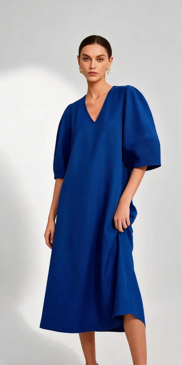 Blue_Rayon_Linen_A-Line_Dress_For_Women