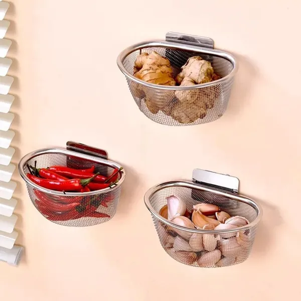 Stainless_Steel_Wall_Mounted_Mesh_Kitchen_Storage_Basket