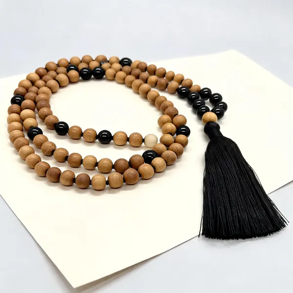White_Sandalwood_and_Black_Onyx_Mala_108+1_Beads_Lab_Certified