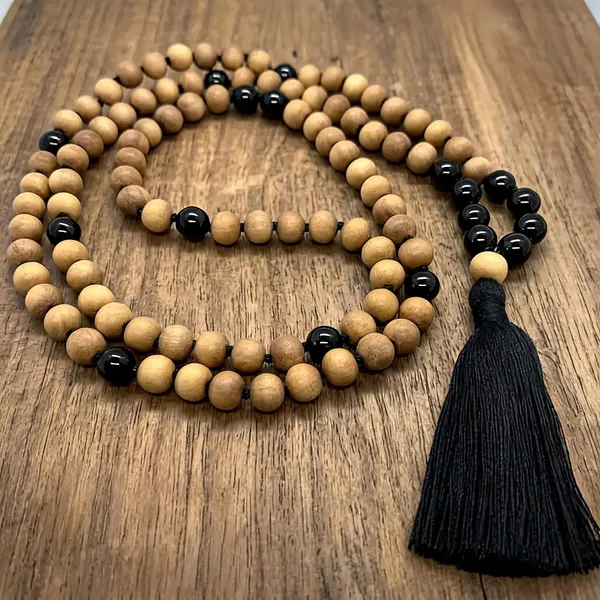 White_Sandalwood_and_Black_Onyx_Mala_108+1_Beads_Lab_Certified