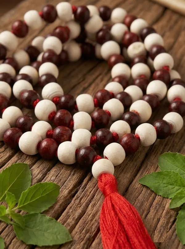 Red_And_White_Beaded_Mala_With_Tassel