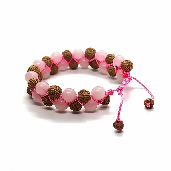 Rose_Quartz_and_Rudraksha_Double_Layer_Adjustable_Bracelet_for_Men_&_Women_Lab_Certified