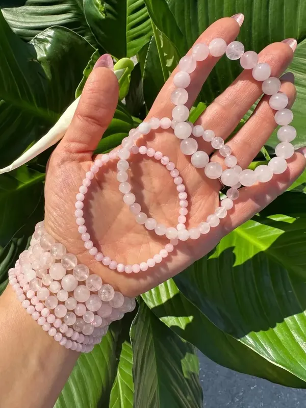 Pink_Crystal_Beaded_Bracelet_Set_For_Women