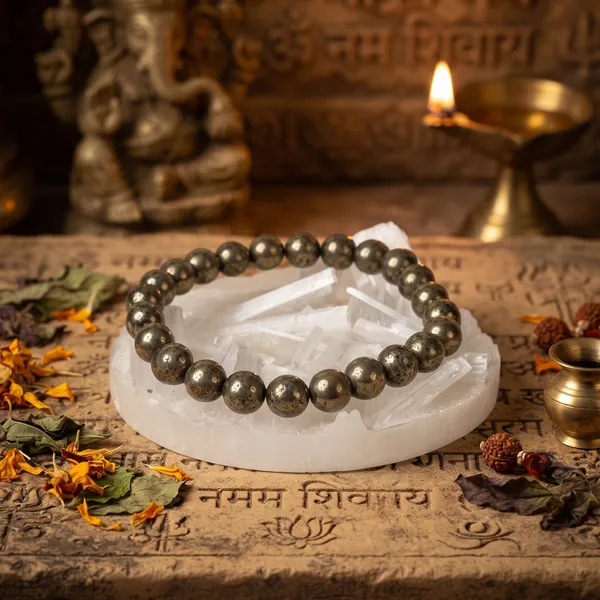 Grey_Pyrite_Bracelet_With_Raw_Selenite_Plate