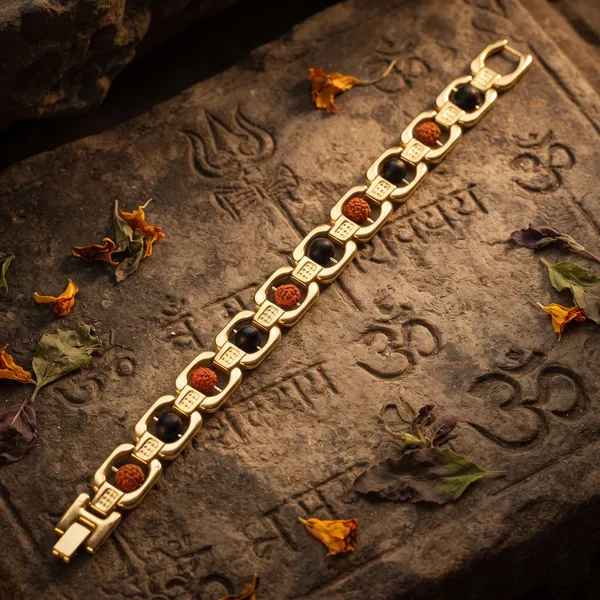 Gold-Plated_Rudraksha_And_Karungali_Bracelet_for_Unisex
