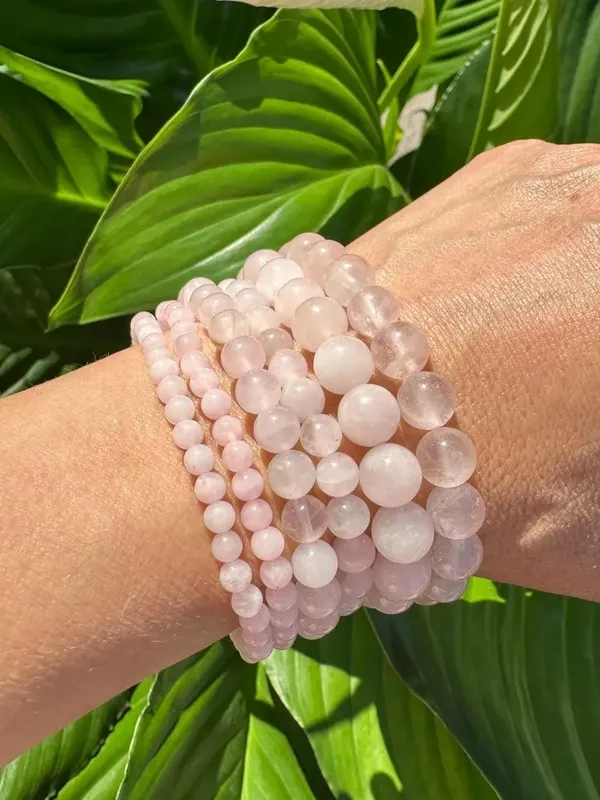 Pink_Crystal_Beaded_Bracelet_Set_For_Women