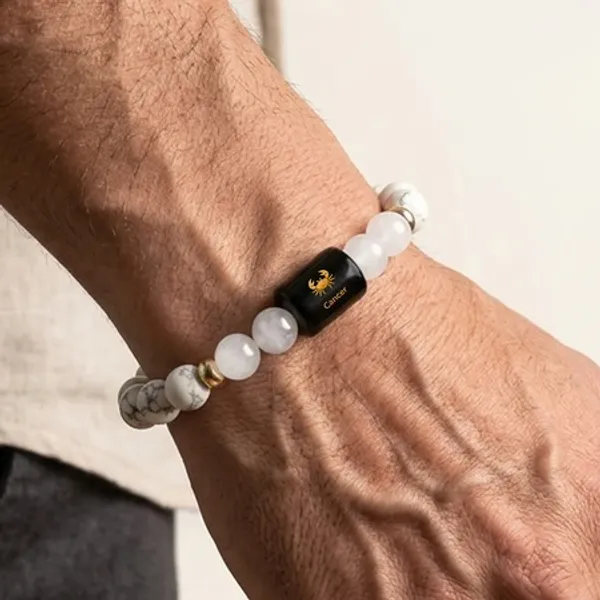 White_Howlite_And_Milky_Quartz_Beaded_Bracelet_For_Cancer