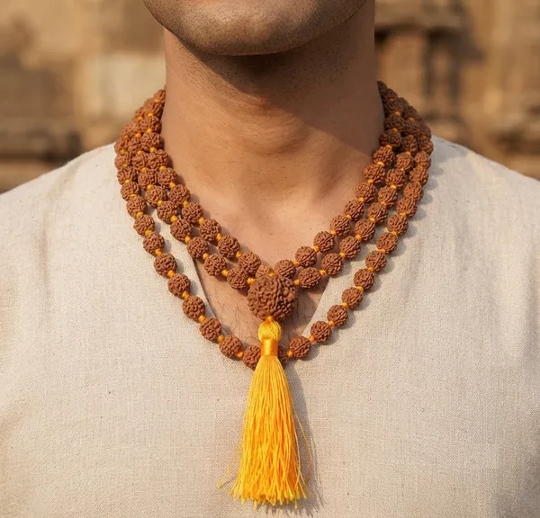 9_Mukhi_Rudraksha_Bead_Mala_With_Yellow_Tassel