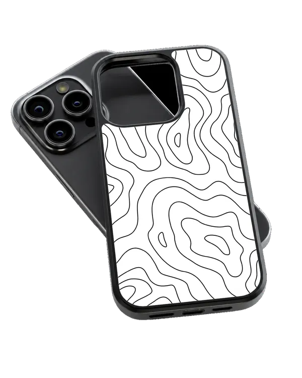 Black_White_Topographic_Contour_Lines_Premium_Glass_Phone_Covr_Default_Title