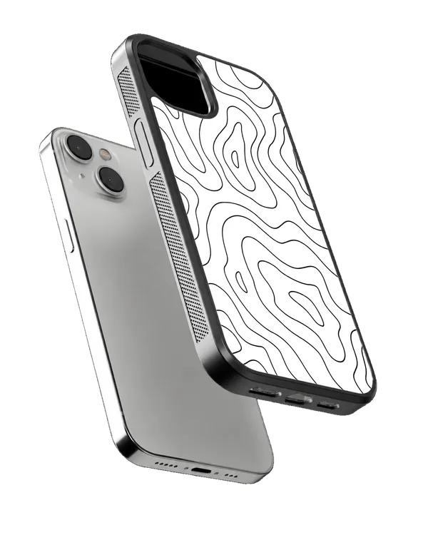 Black_White_Topographic_Contour_Lines_Premium_Glass_Phone_Covr_Default_Title