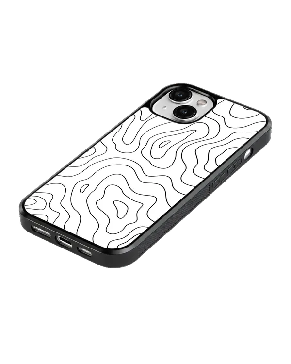 Black_White_Topographic_Contour_Lines_Premium_Glass_Phone_Covr_Default_Title