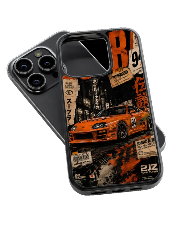 Orange_Toyota_Supra_Mk4_Jdm_Street_Racing_Premium_Glass_Covr_Default_Title