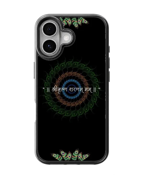 Shri_Krishna_Sharanam_Mam_Black_Spiritual_Premium_Glass_Covr_Default_Title