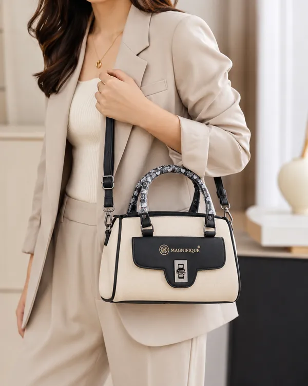 Black_Pu_Duffle_Style_Sling_Bag_For_Women