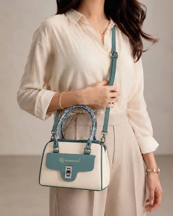 Green_Beige_Pu_Duffle_Style_Sling_Bag_For_Women