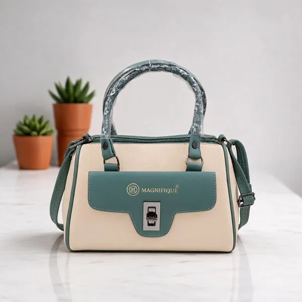 Green_Beige_Pu_Duffle_Style_Sling_Bag_For_Women