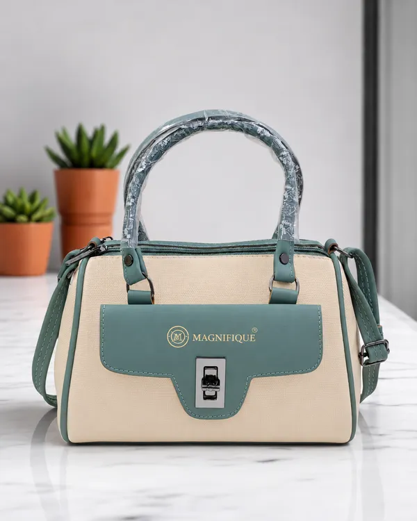 Green_Beige_Pu_Duffle_Style_Sling_Bag_For_Women