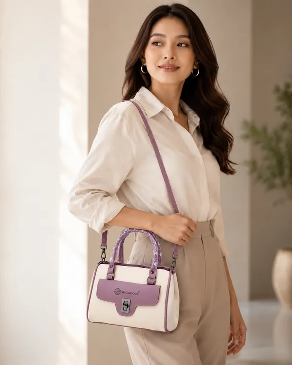 Purple_Pu_Duffle_Style_Sling_Bag_For_Women