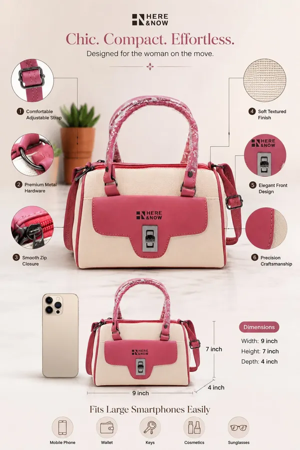 Pink_Pu_Duffle_Style_Sling_Bag_For_Women
