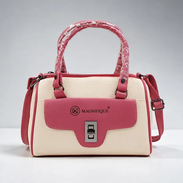 Pink_Pu_Duffle_Style_Sling_Bag_For_Women
