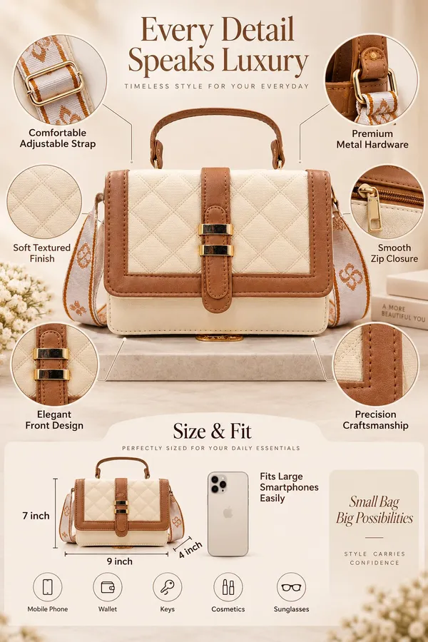 Coffee_Pu_Solid_Korean_Sling_Bag_For_Women