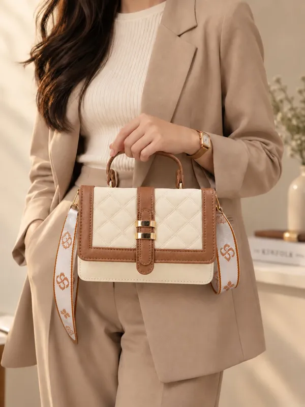 Coffee_Pu_Solid_Korean_Sling_Bag_For_Women