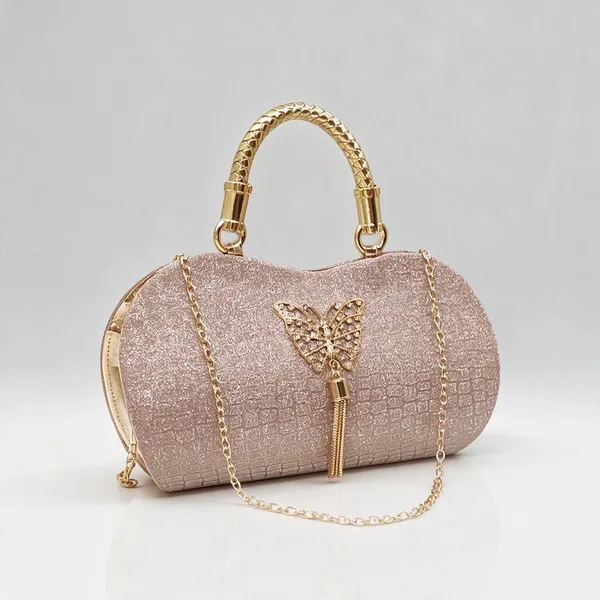 Peach_Pu_Textured_Embellished_Party_Clutch_For_Women