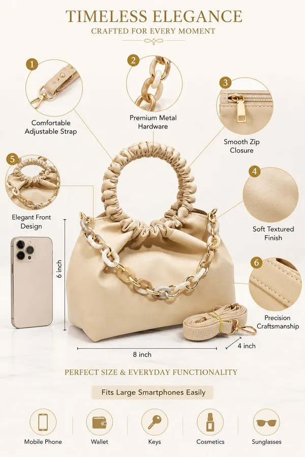 Cream_Pu_Solid_Casual_Sling_Bag_For_Women