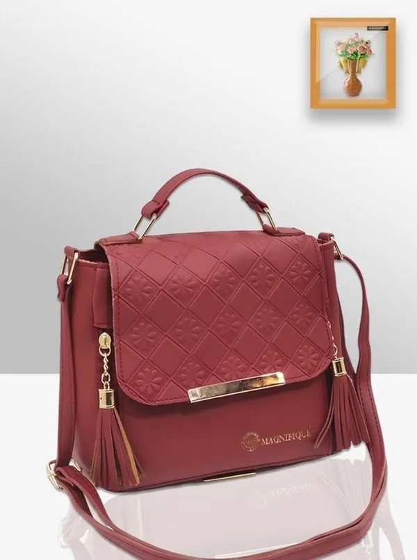 Maroon_Pu_Embossed_Sling_Bag_For_Women