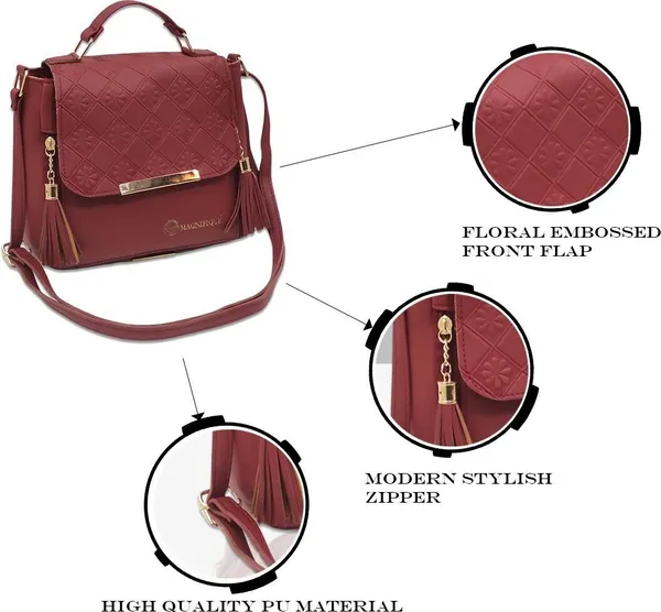 Maroon_Pu_Embossed_Sling_Bag_For_Women