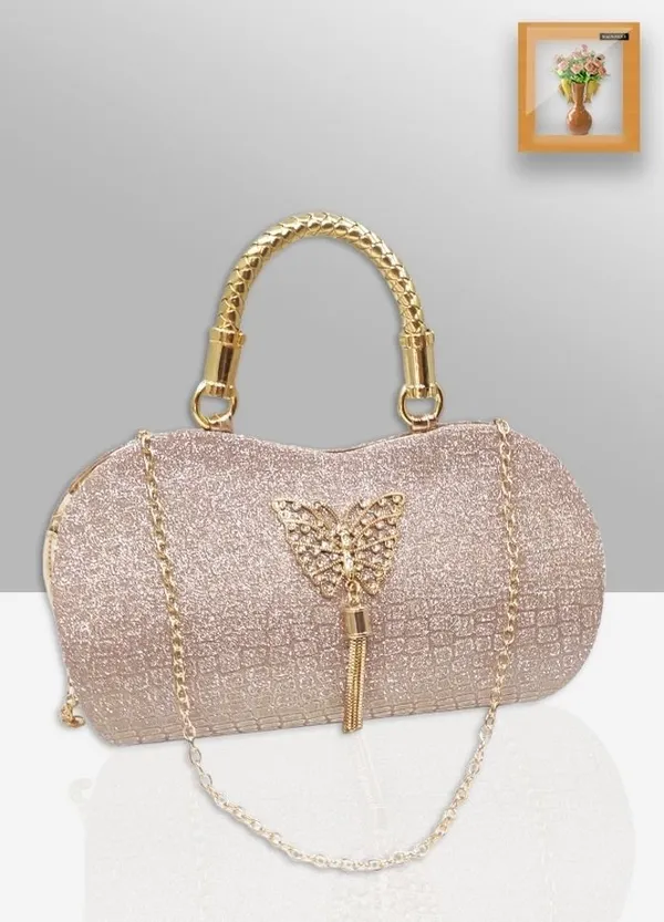 Peach_Pu_Textured_Embellished_Party_Clutch_For_Women
