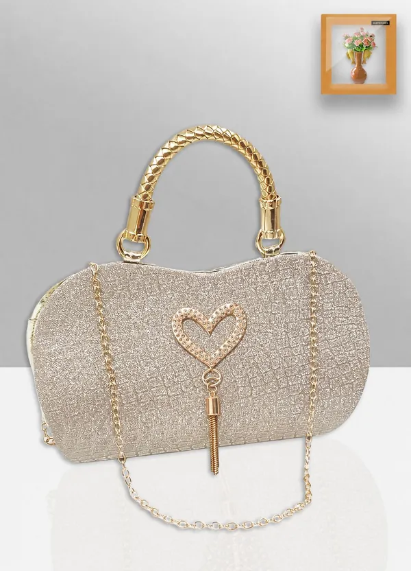 White_Pu_Textured_Embellished_Party_Clutch_For_Women