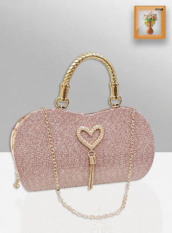 Pink_Pu_Textured_Embellished_Party_Clutch_For_Women