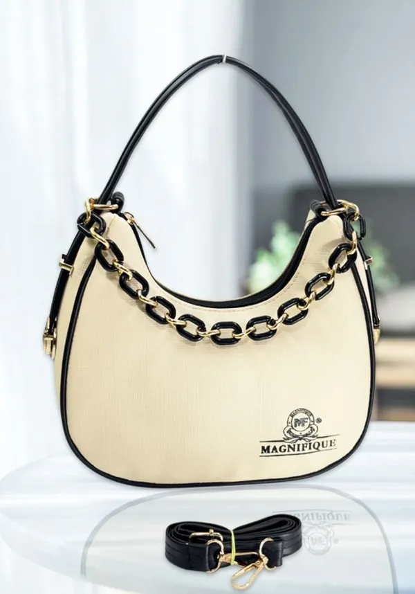 Black_Pu_Solid_Chain_Handle_Sling_Bag_For_Women